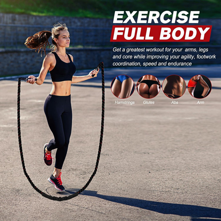 Premium heavy weighted jump rope for effective cardio, strength training & enhanced endurance workouts.