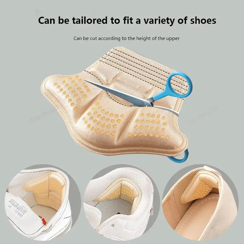 Person wearing shoes with unisex heel cushion inserts, enjoying comfortable foot pain relief all day.