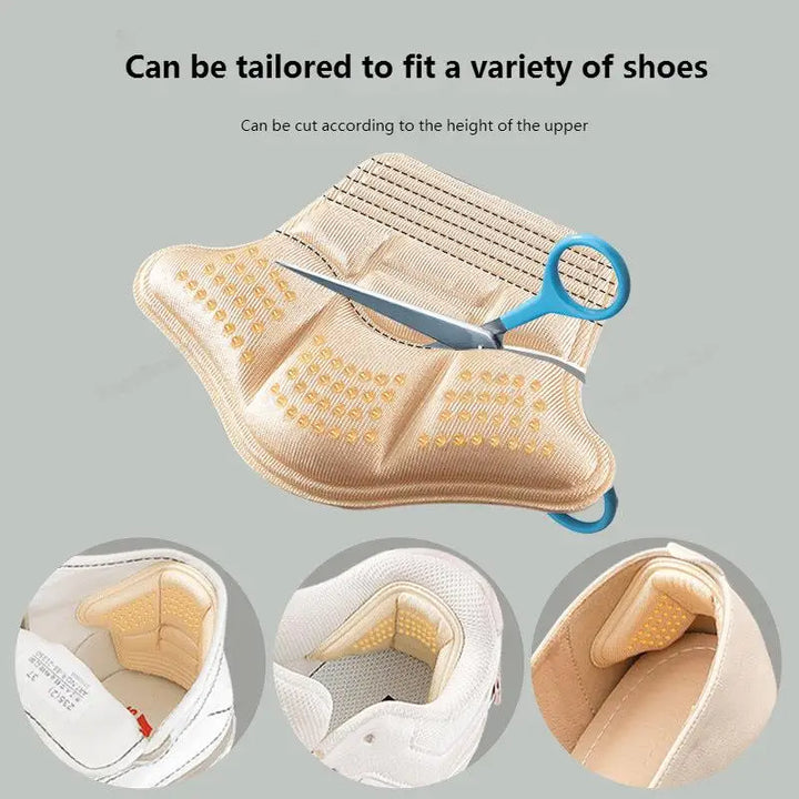 Person wearing shoes with unisex heel cushion inserts, enjoying comfortable foot pain relief all day.