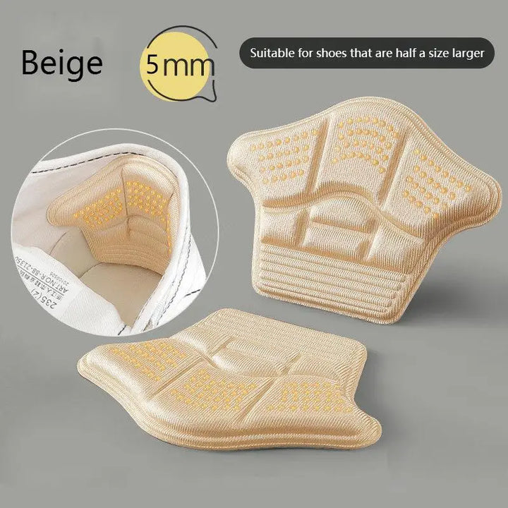 Pair of unisex self-adhesive heel comfort pads on a white background, ready for instant foot pain relief.
