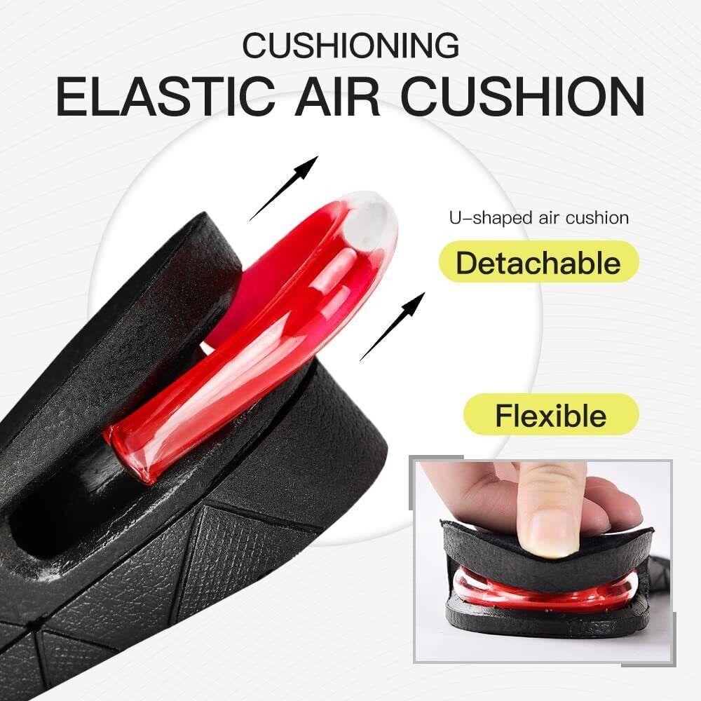 Adjustable invisible height increase shoe insoles. Soft, comfortable heel lift for men & women.