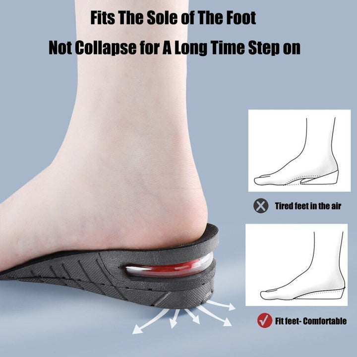 Comfort height increase shoe inserts with posture support. Invisible lift for all-day wear.