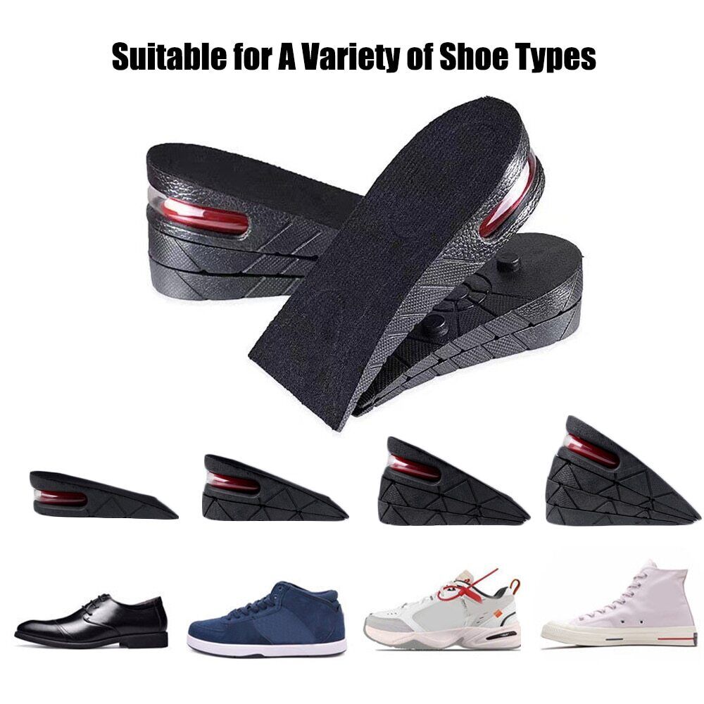 Discreet height increase insoles for shoes. Invisible lift and ergonomic comfort for feet.