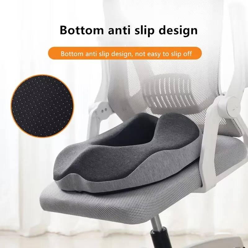 Donut pillow for hemorrhoid pain relief. Memory foam seat cushion provides ergonomic comfort & posture support.