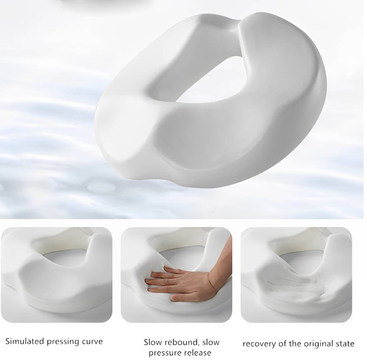 Ergonomic donut seat cushion, unisex. Memory foam for hemorrhoid pain, tailbone support, & pressure relief.