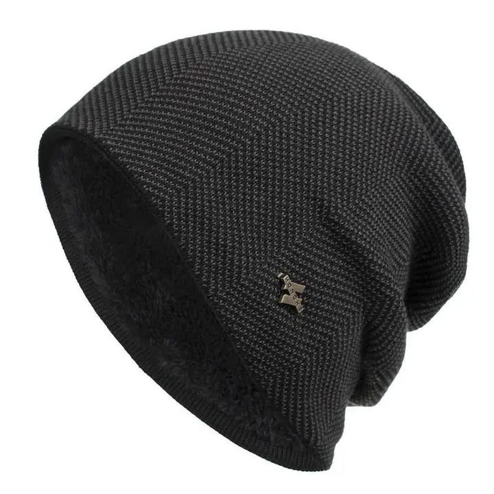 Premium knit herringbone beanie for cold weather. Features a cozy faux fur lining & comfortable slouch-fit design. Unisex.
