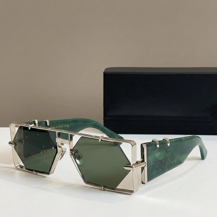 Geometric hexagon sunglasses, unisex design, ultimate UV protection for modern style.