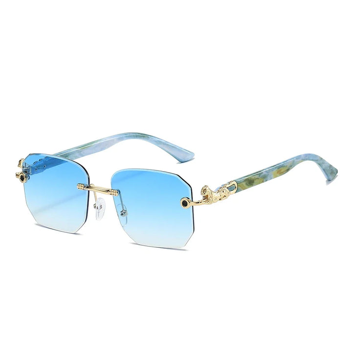 Elegant unisex hexagonal frameless sunglasses, featuring unique dragon arms for a luxury look.