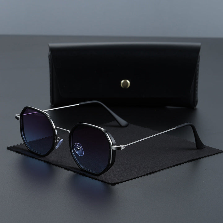 Modern hexagonal UV400 sunglasses, unisex design, lightweight for comfortable eye protection.