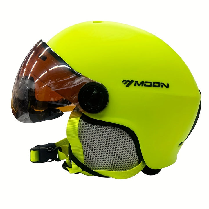 Adjustable ski helmet with ventilation for snowboarding and outdoor sports protection.
