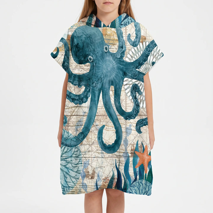 Soft unisex surf poncho with hood, keeps you warm & allows discreet changing at the beach.