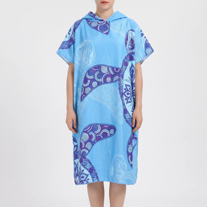 Quick-dry microfibre hooded changing robe, perfect as a beach towel & swim cover-up for men & women at the beach.