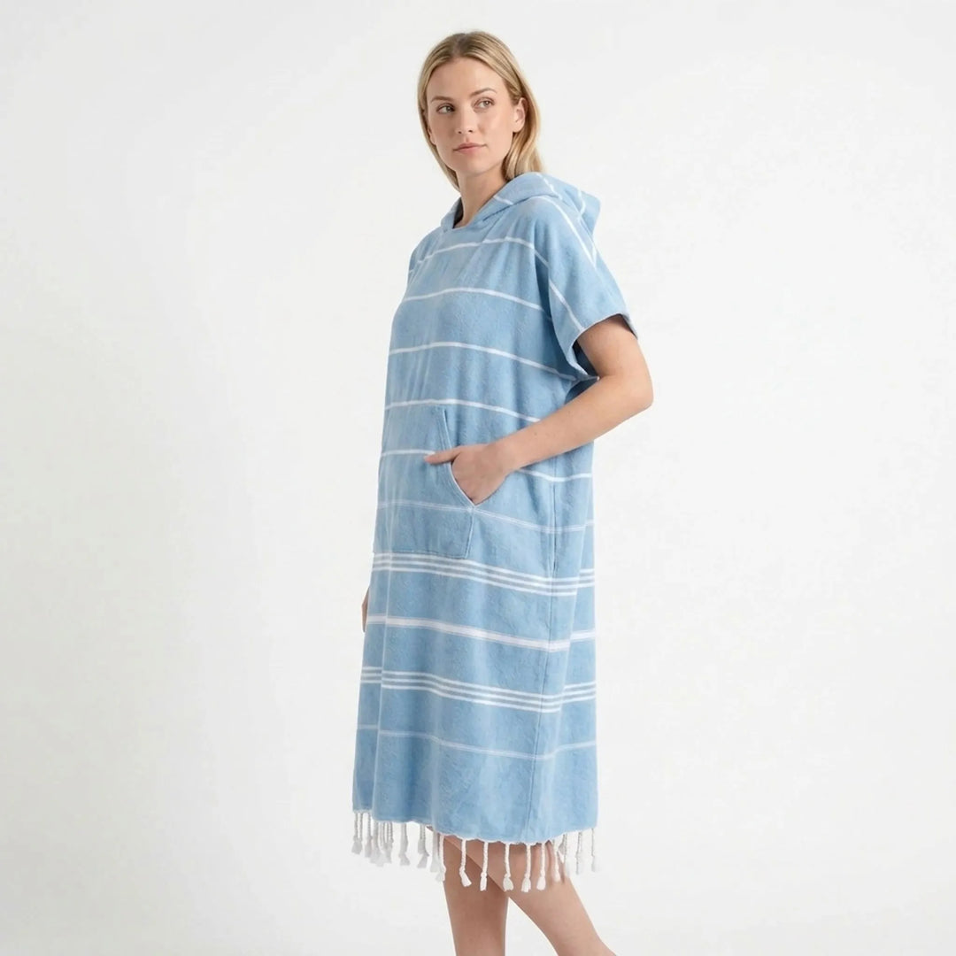 Versatile unisex changing robe, ideal as a quick-dry beach towel & swim cover-up.