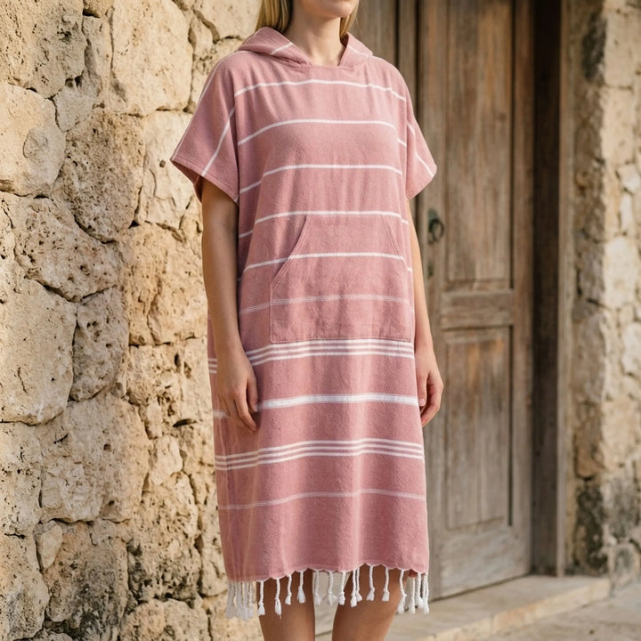 Soft, absorbent quick-dry beach poncho, perfect for changing & staying warm post-surf.