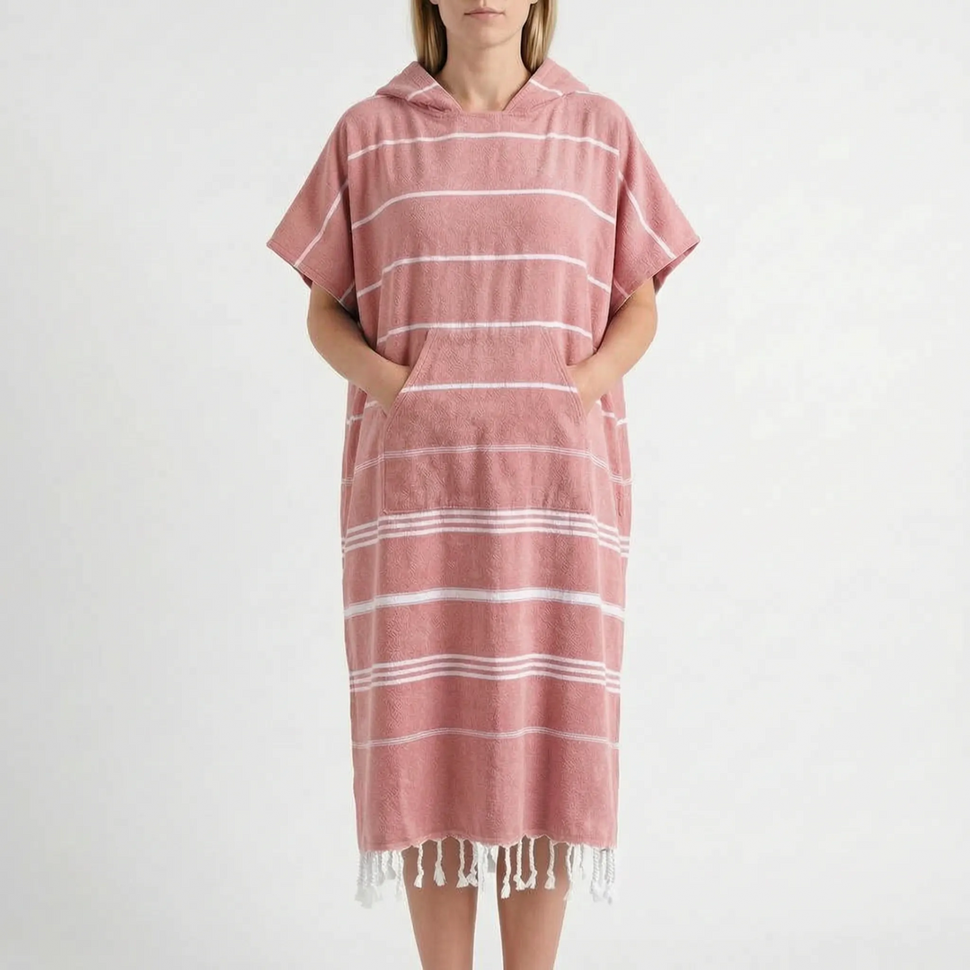 Unisex quick-dry hooded changing surf poncho. Essential beach robe & swim cover-up.