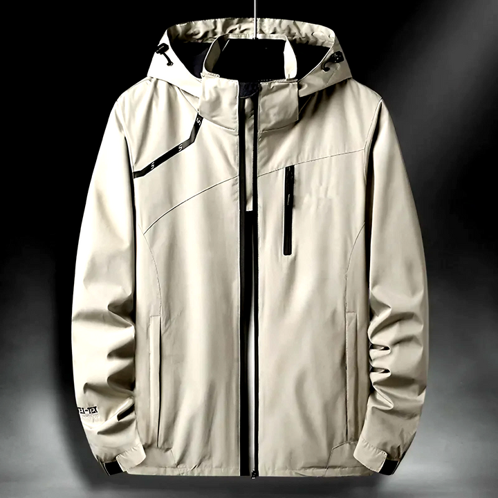 Unisex hooded technical jacket for all-weather protection. Waterproof & windproof outdoor wear, ideal for active lifestyles.