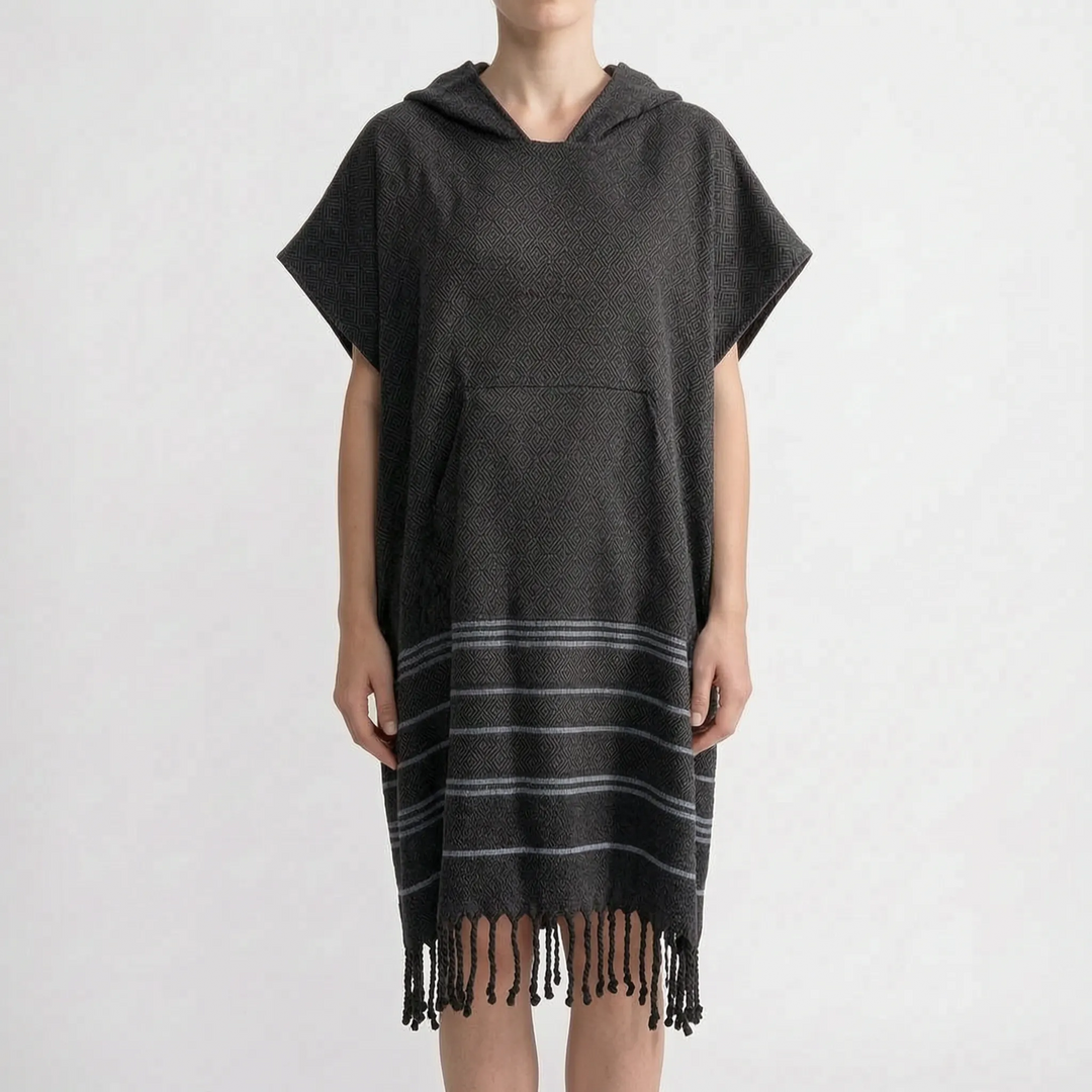 Comfortable hooded changing poncho for adults. Privacy & warmth post-swim at the beach or lake.