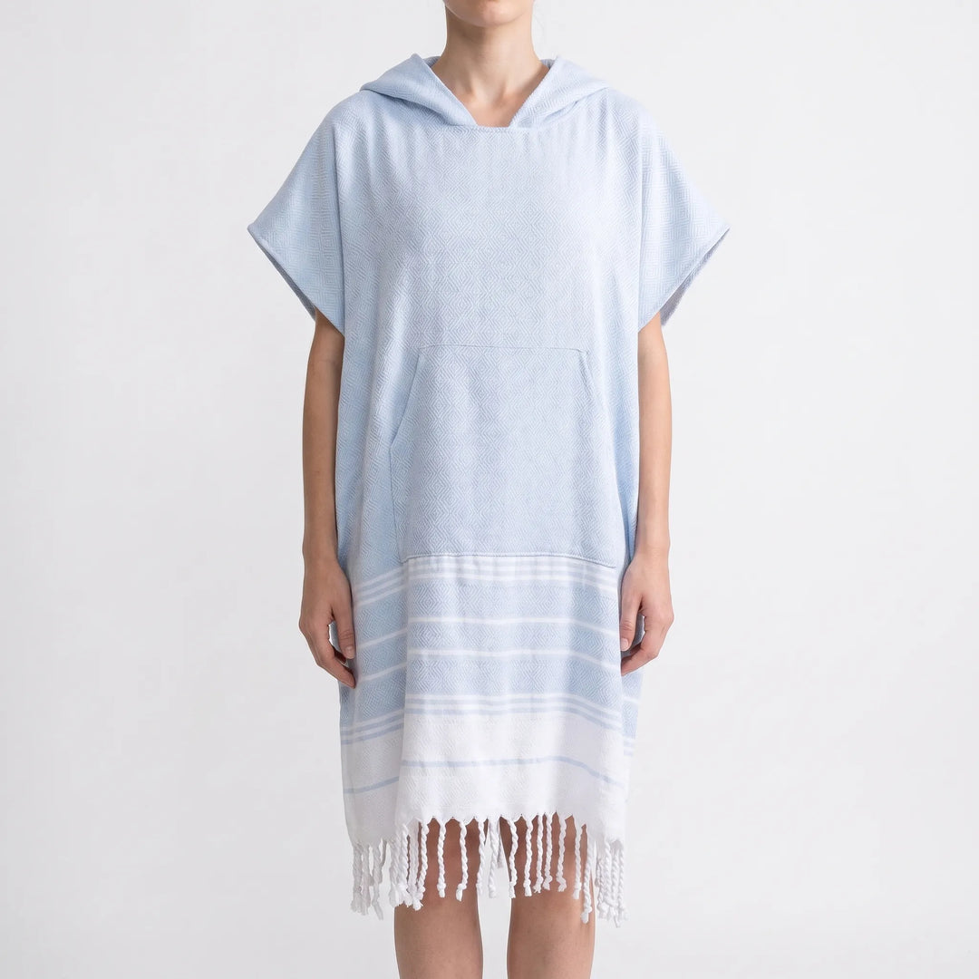 Unisex hooded changing poncho for post-swim drying. Effortless beach, pool, or surf cover-up.