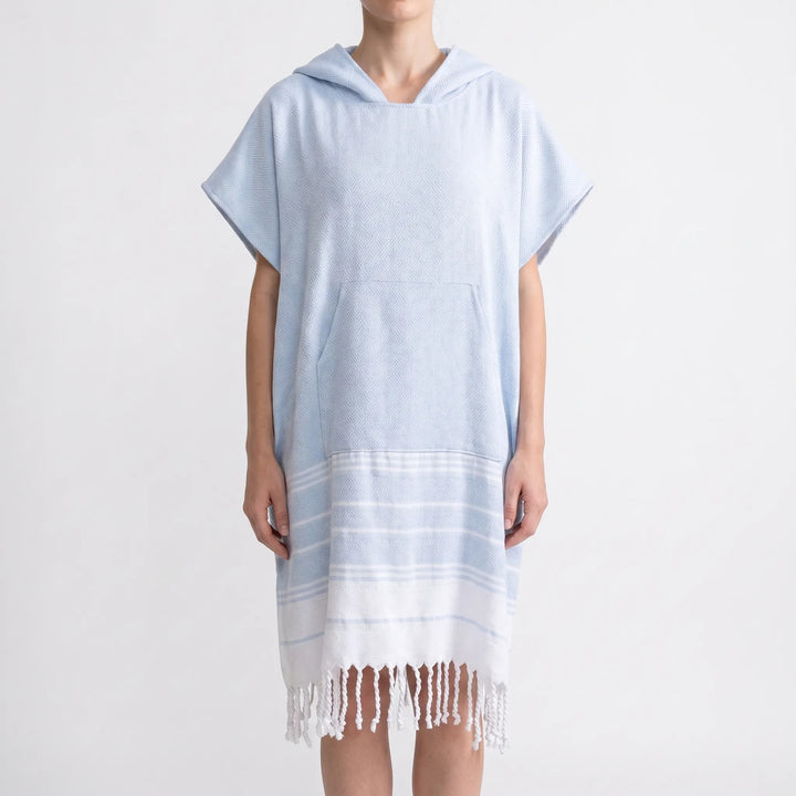 Unisex hooded changing poncho for post-swim drying. Effortless beach, pool, or surf cover-up.
