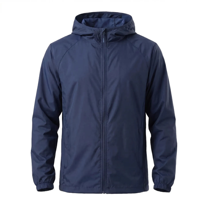 Water-resistant hooded windbreaker for fishing. Lightweight unisex jacket, great for outdoors.