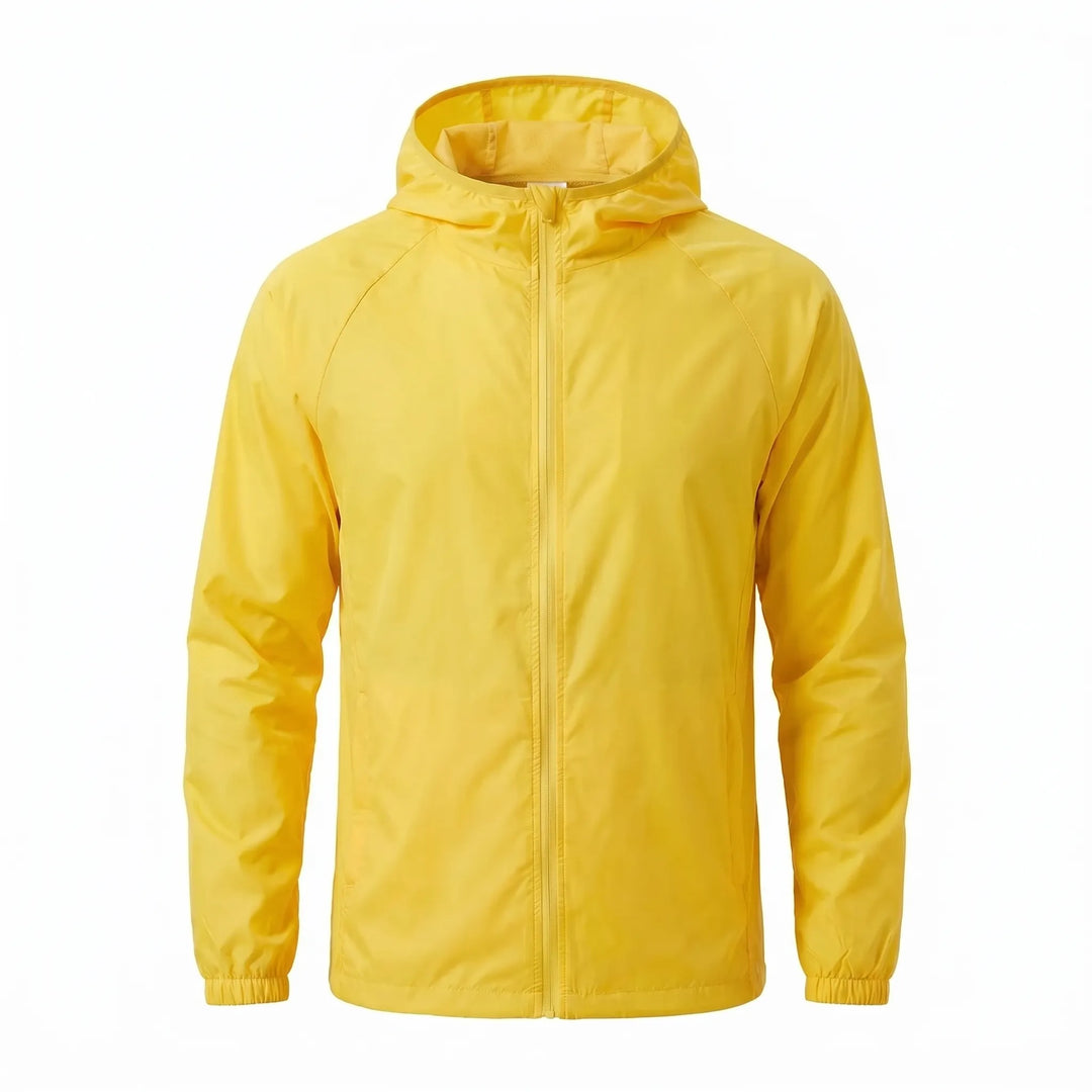 Activewear hooded windbreaker, lightweight & quick-dry. Unisex jacket for hiking and travel.