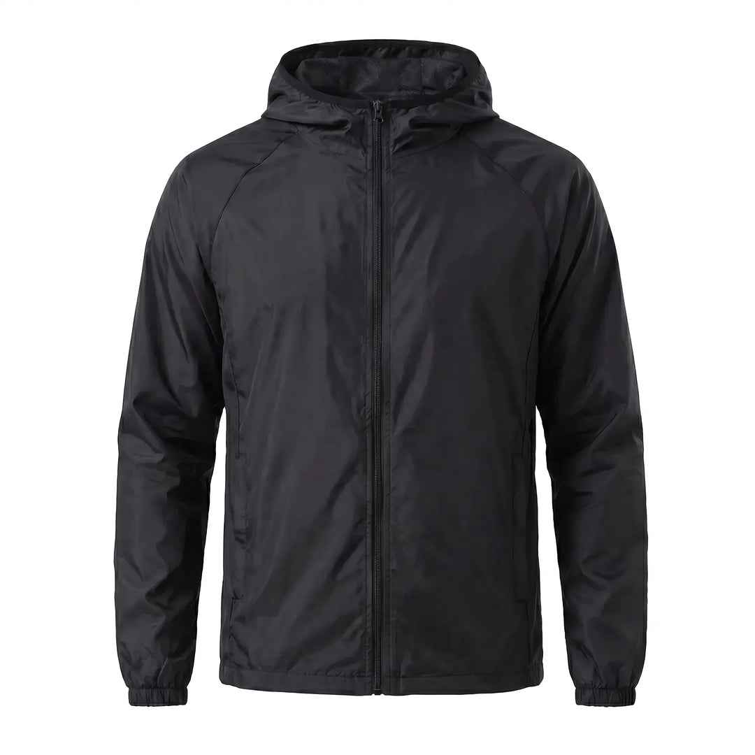 Activewear hooded jacket, quick-dry & lightweight. Unisex windbreaker for travel & outdoors.