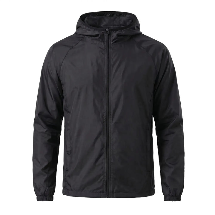 Activewear hooded jacket, quick-dry & lightweight. Unisex windbreaker for travel & outdoors.
