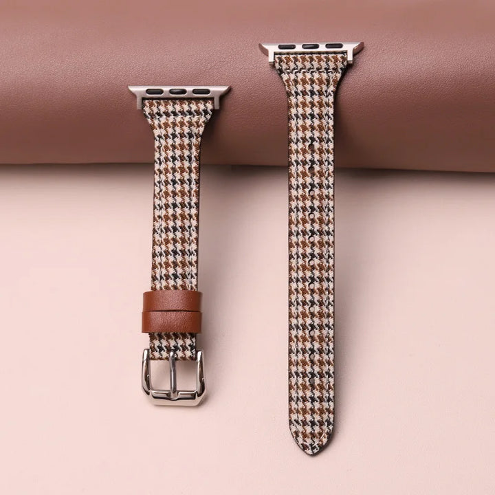 Black houndstooth smartwatch band. Sleek unisex watch accessory, adjustable strap for a modern & comfortable style.