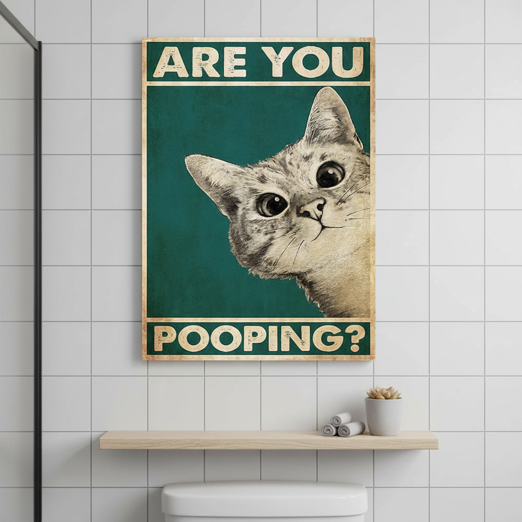 Unisex humorous bathroom art canvas print featuring 'ToiletTeaser' design, perfect for funny wall decor.
