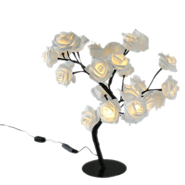 Rose lamp, LED tree light, USB powered, charming home accent for a cozy atmosphere.