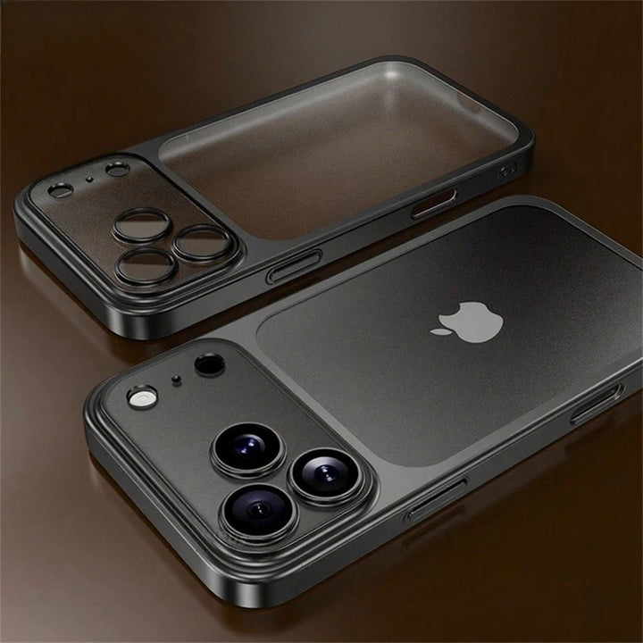 Unisex smartphone case, impact-resistant with frosted finish, offering full lens protection & magnetic grip.