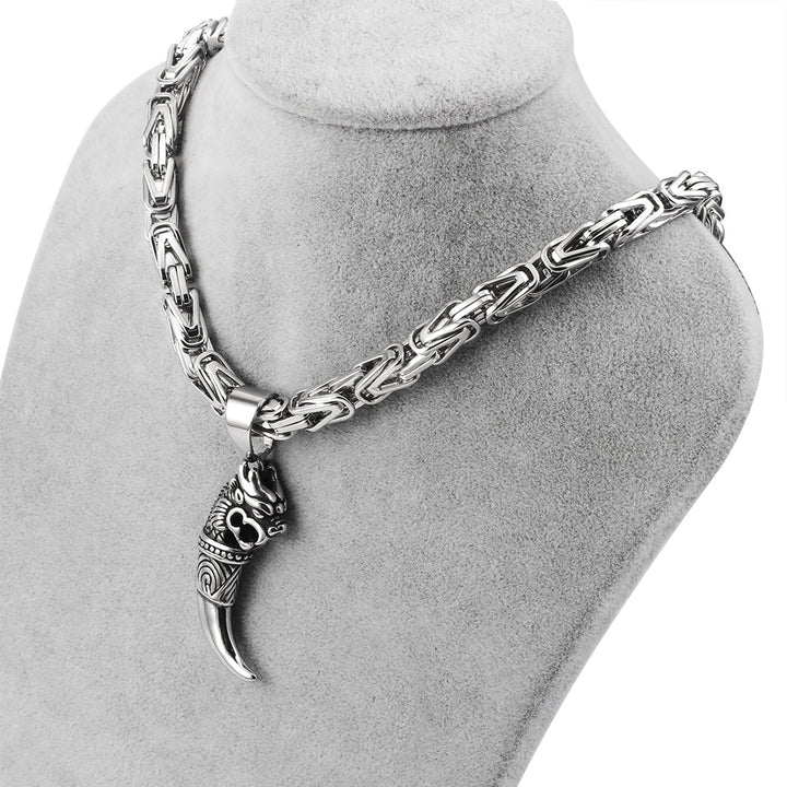 Close-up of intricate sterling silver Imperial Byzantine chain weave. Timeless unisex necklace design.