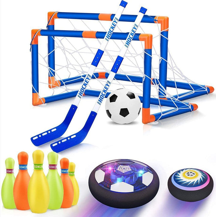 Durable indoor hoverball toy for kids & adults. LED floating football provides hours of active fun on any surface.