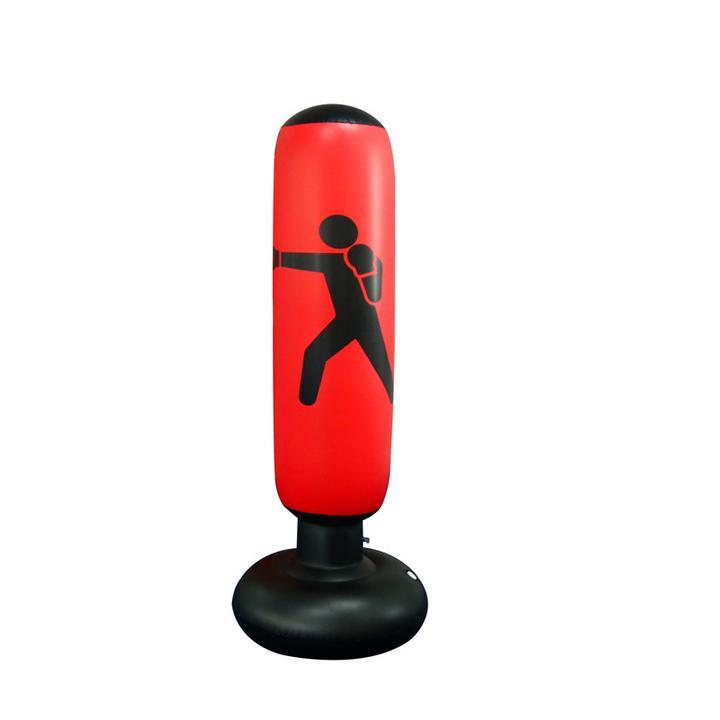 Unisex inflatable punching bag in use, improving agility and coordination during boxing fitness workouts at home.