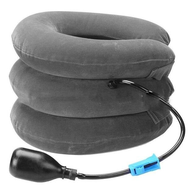 Portable inflatable neck traction device for targeted neck pain relief & support.