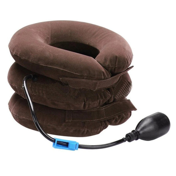 Ergonomic inflatable neck support for effective stiff neck relief & posture.