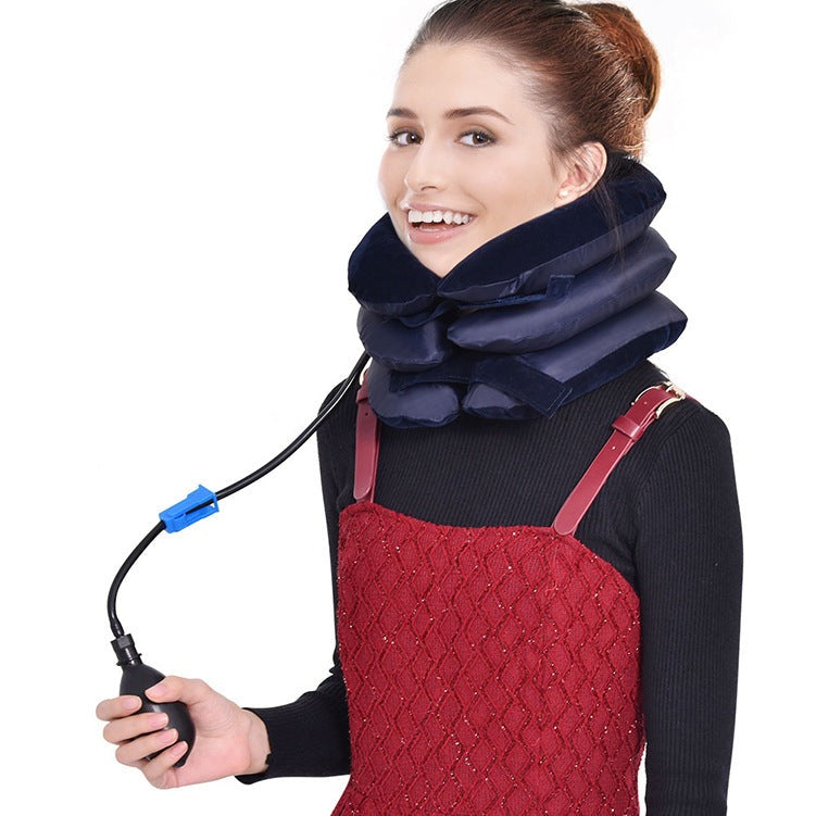 Unisex inflatable neck stretcher for pain relief & ergonomic neck support. Adjustable comfort for tension relief.