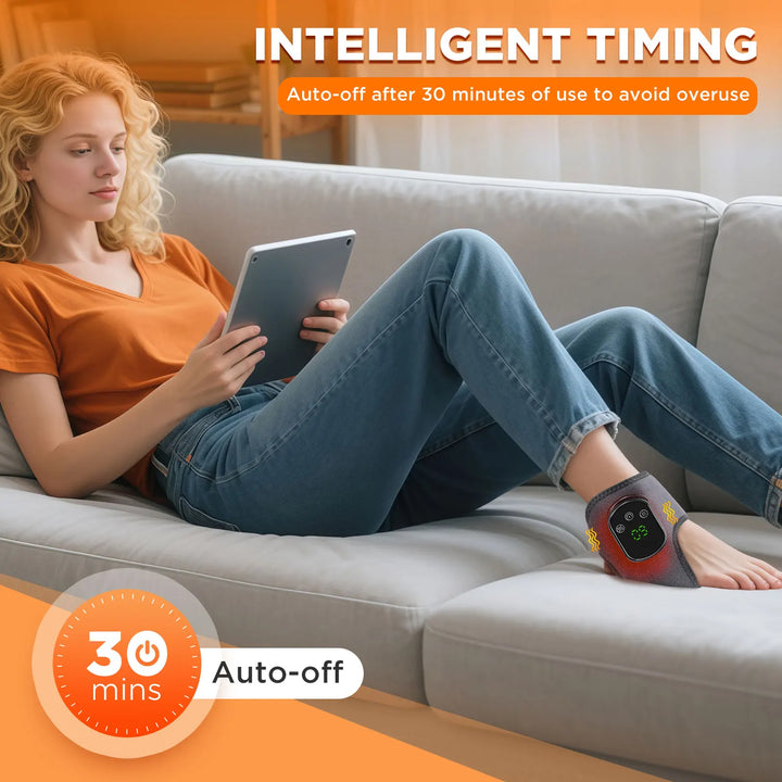 Customizable infrared heat & vibration massager brace, perfect for ankle & wrist joint pain relief.