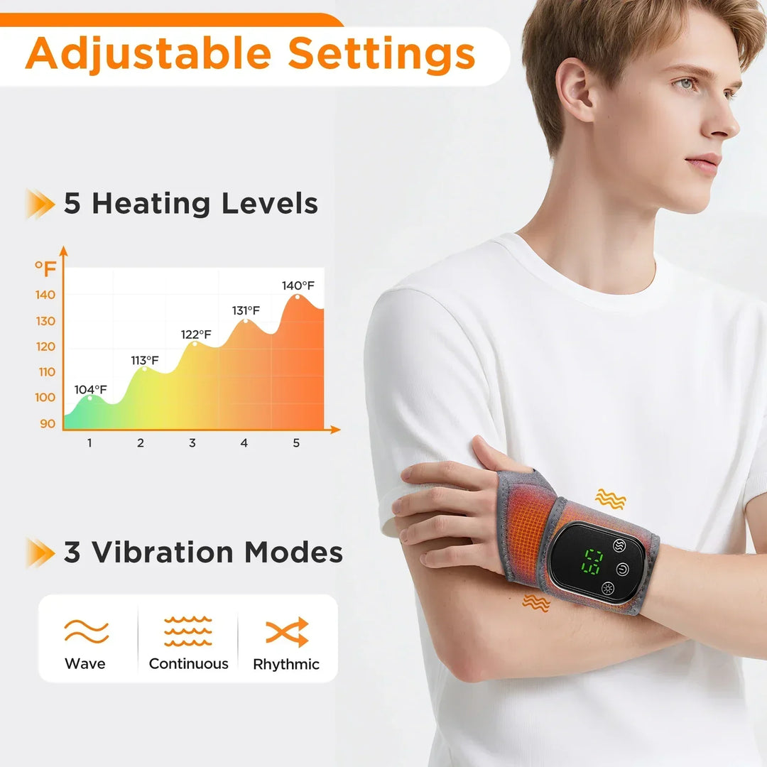 Unisex electric massager for joint relief, featuring infrared heat, vibration, and diving fabric.