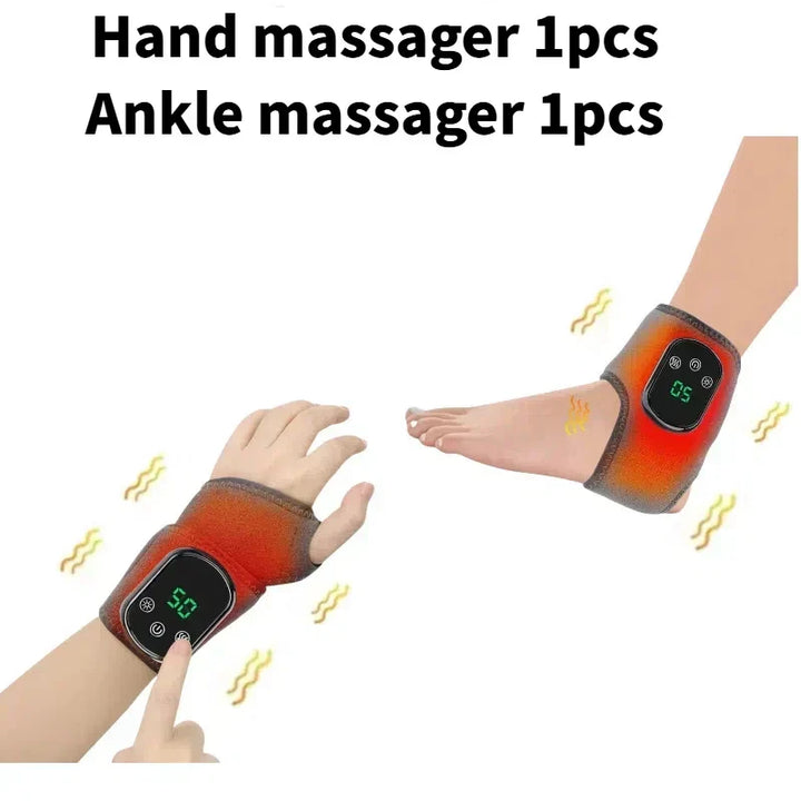 Grey diving fabric brace infrared massager for targeted joint pain, offering heat & vibration.