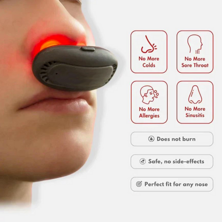 Rechargeable infrared nasal device for drug-free allergy & congestion relief. ClearBreathe for natural sinus support.