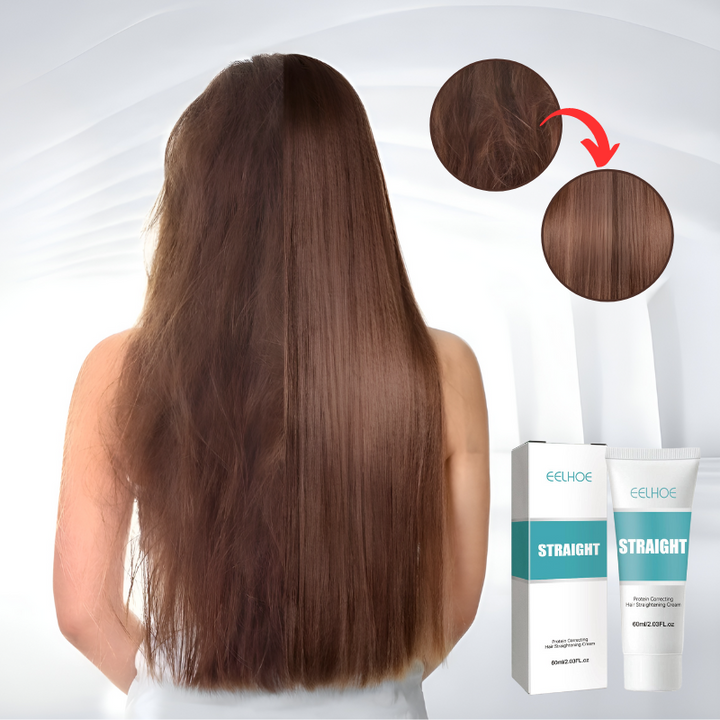 Nourishing unisex keratin hair straightening cream to repair, smooth, and control frizz for all hair types.