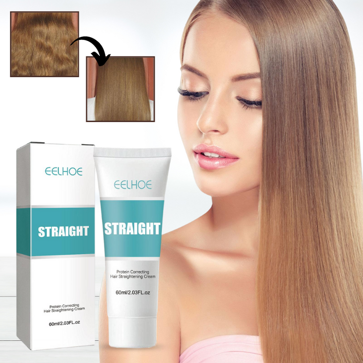 Instant keratin straightening cream transforms frizzy hair into sleek, smooth, and healthy-looking straight hair.