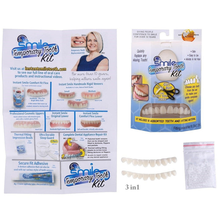 Premium temporary smile veneers for a natural look. Unisex false teeth offer a quick, at-home cosmetic dental solution.