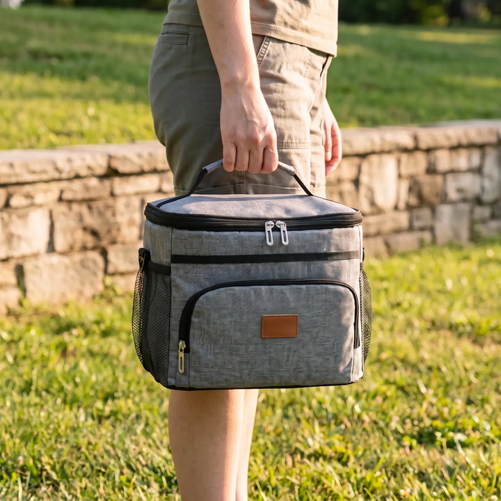 Unisex insulated cooler bag for lunches & outdoor trips. Portable food storage for camping, travel, & picnics.
