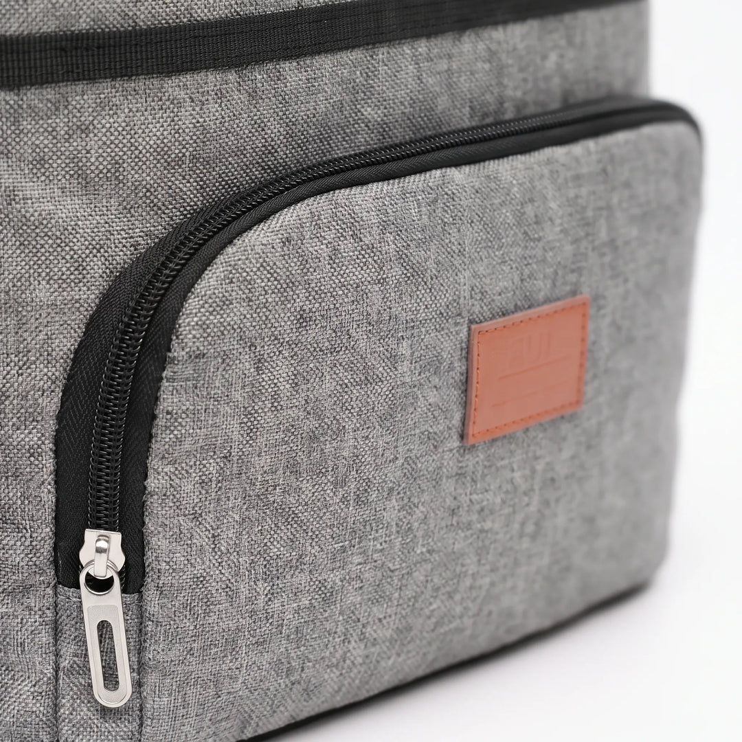 Stylish unisex portable cooler bag. Ideal insulated lunch box for travel, camping, hiking, & everyday use.