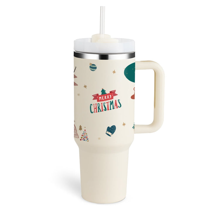 Premium insulated mug with handle & straw for long-lasting hot or cold refreshment.