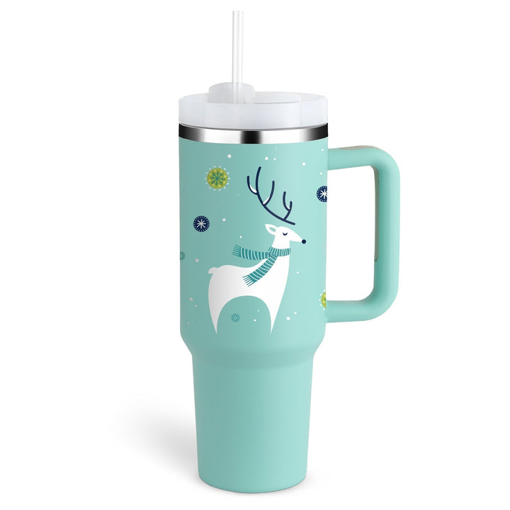 Cold beverage straw mug with handle & superior insulation. Perfect for icy drinks all day.