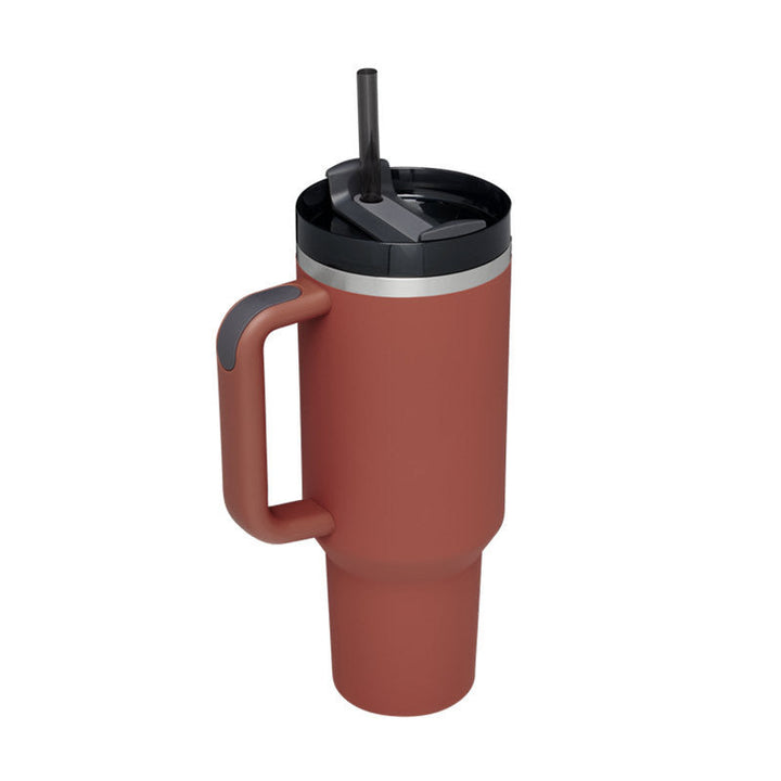 ChillMate insulated mug with easy-grip handle & convenient straw for all beverages.