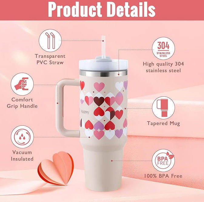 Reusable straw mug for hot & cold drinks, featuring a comfortable handle. Eco-friendly hydration.